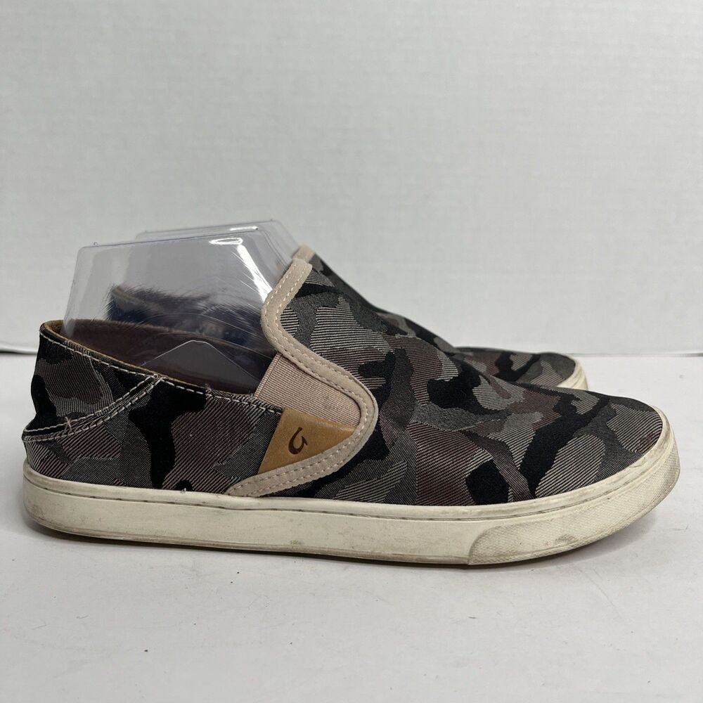 Olukai Peheua Pa'i Women's Soft Pink Camo Slip On Shoes SZ 8